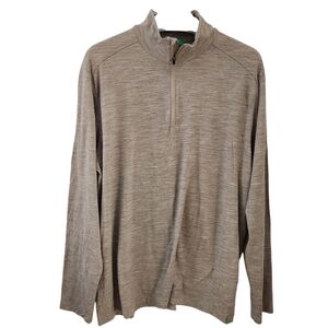 UNITED COLORS OF BENETTON beige 100% merino wool quarter-zip pullover xl